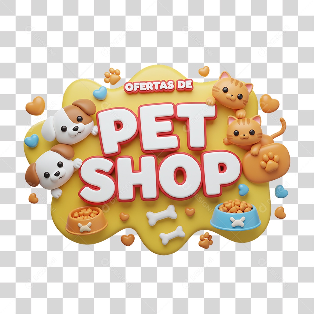 Selo 3D Ofertas de Petshop PNG Transparente