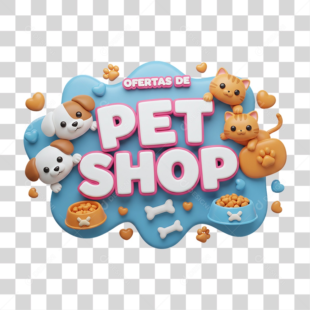 Selo 3D Ofertas de Petshop PNG Transparente