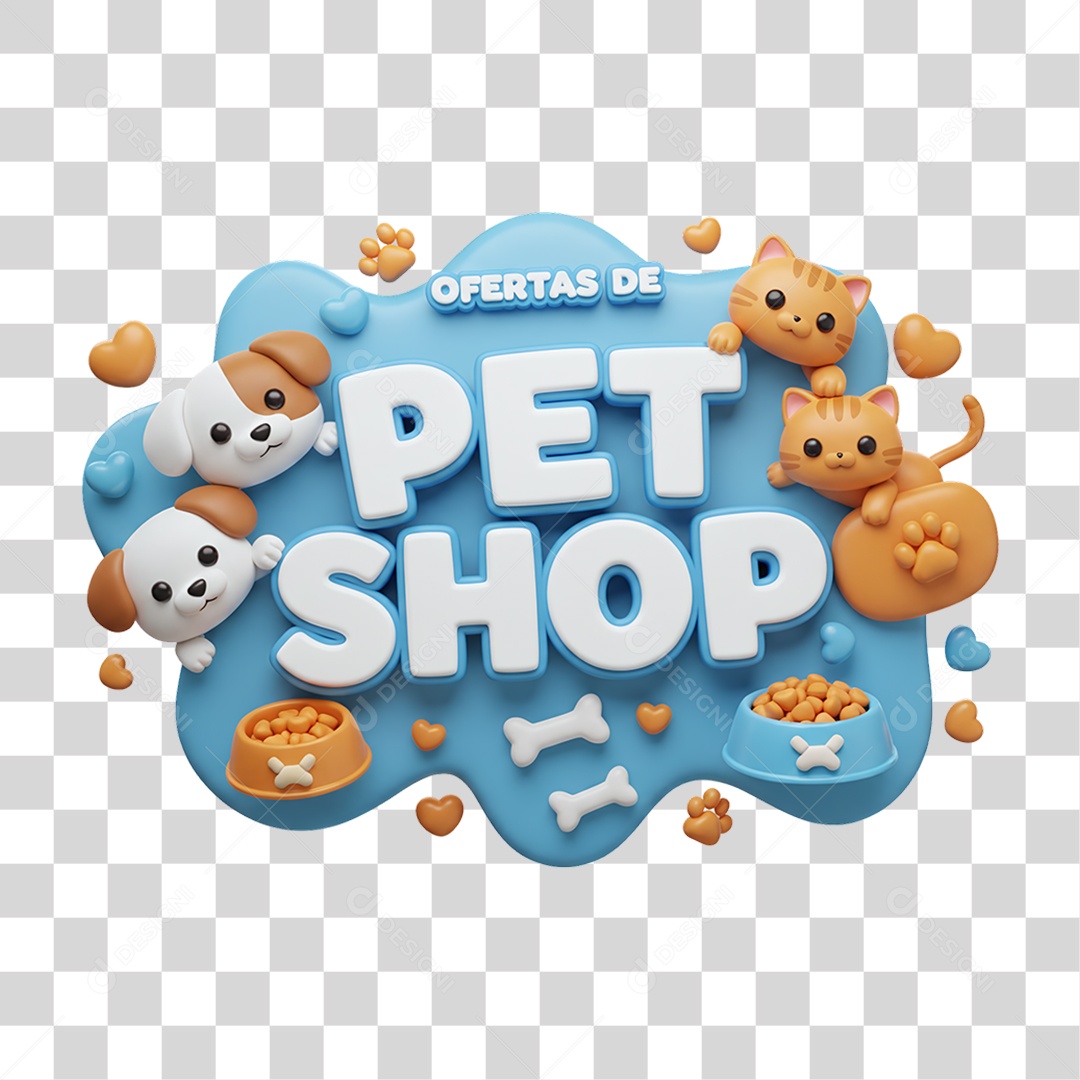 Selo 3D Ofertas de Petshop PNG Transparente