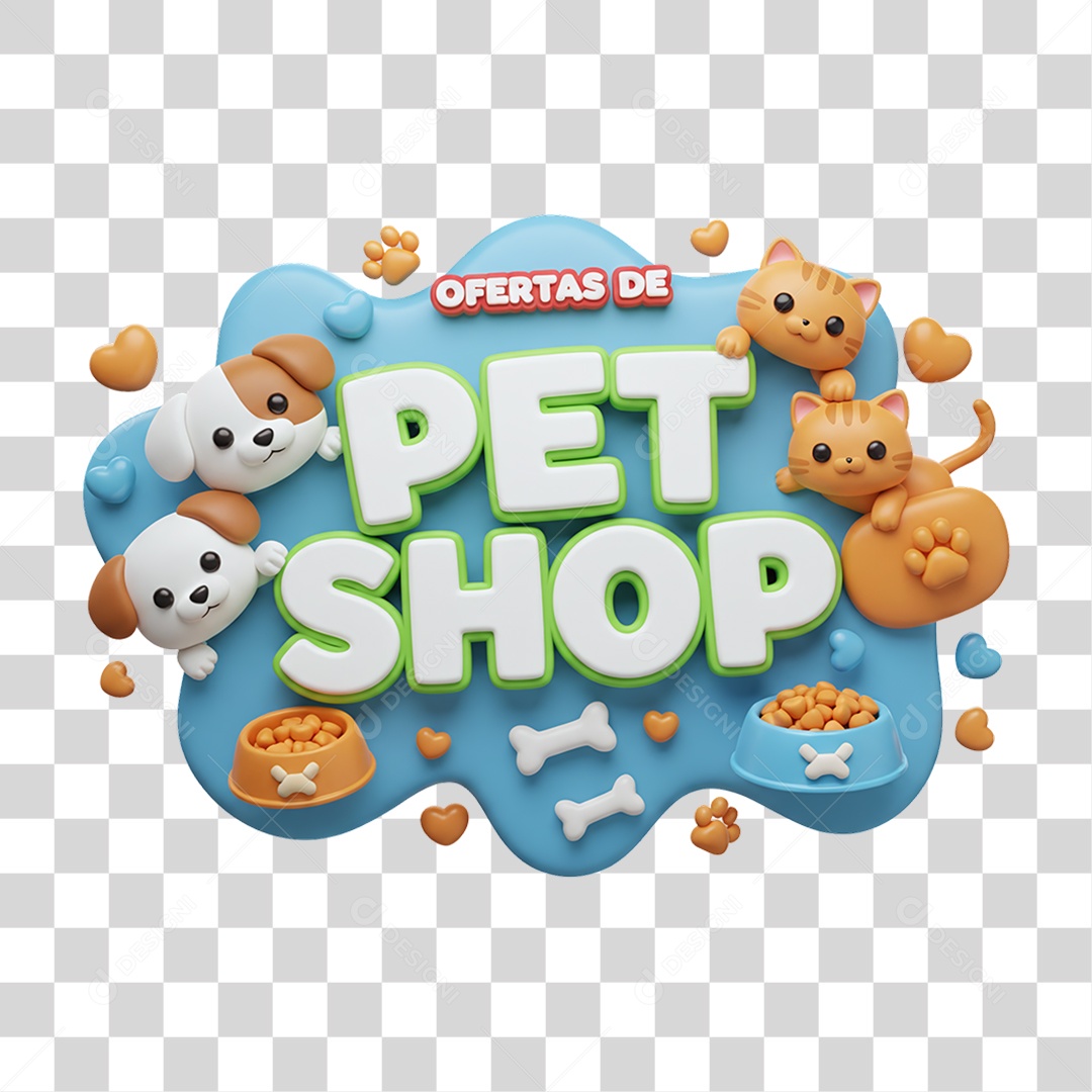 Selo 3D Ofertas de Petshop PNG Transparente
