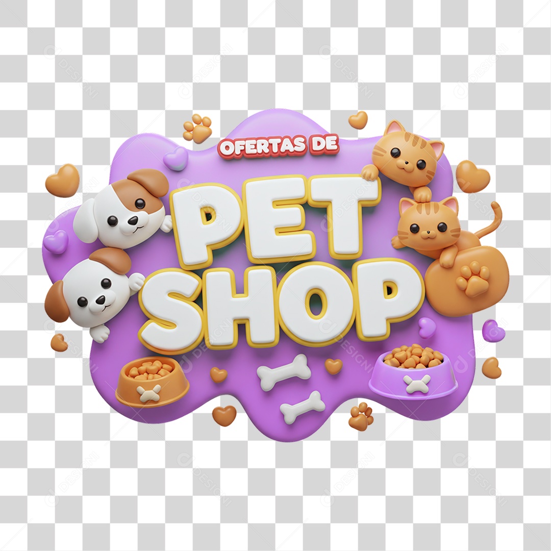 Selo 3D Ofertas de Petshop PNG Transparente