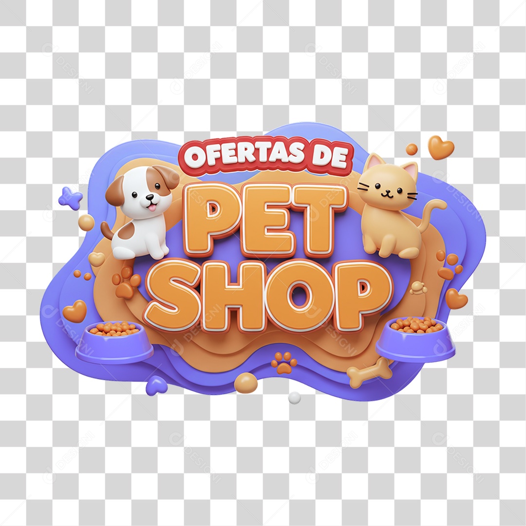 Selo 3D Ofertas de Petshop PNG Transparente