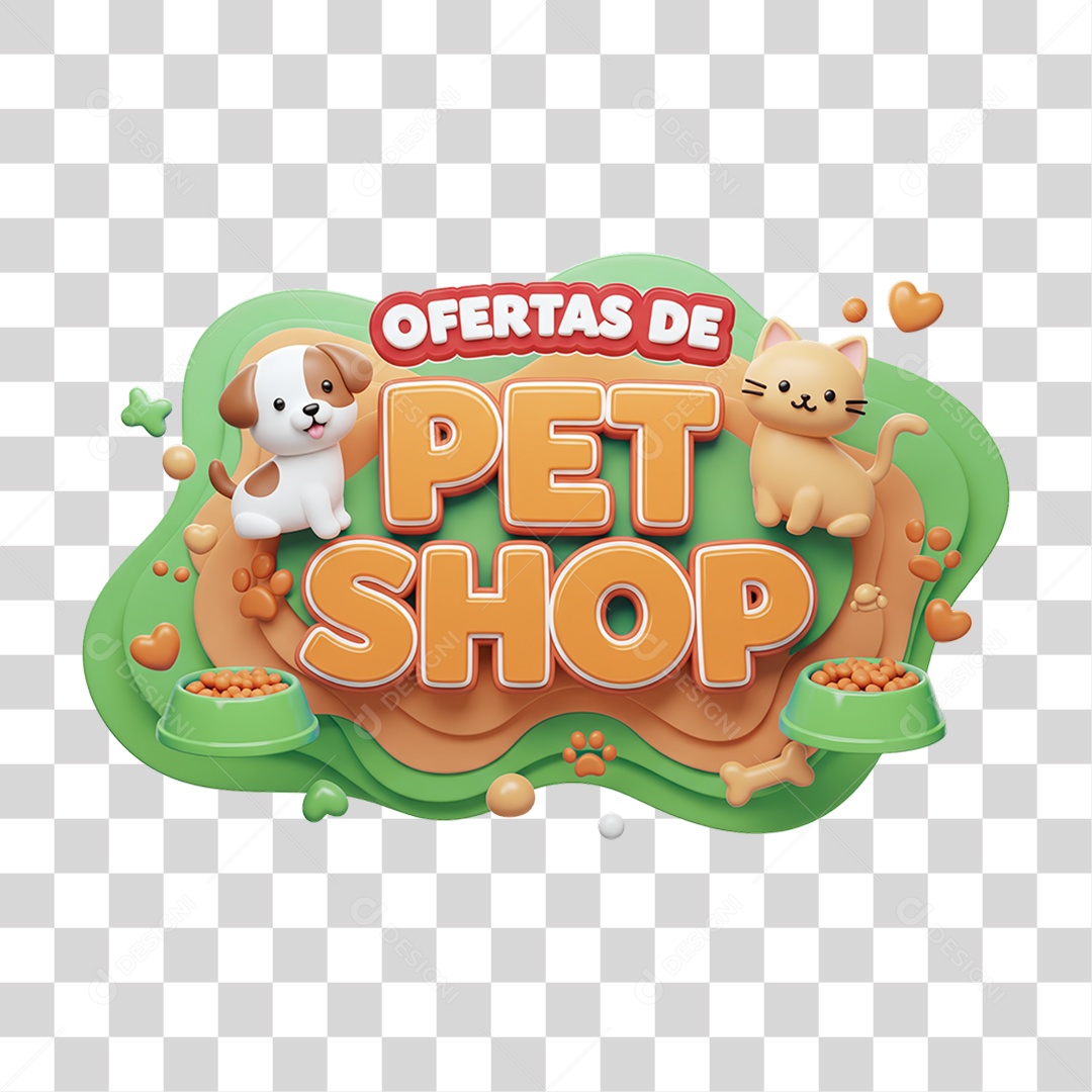 Selo 3D Ofertas de Petshop PNG Transparente