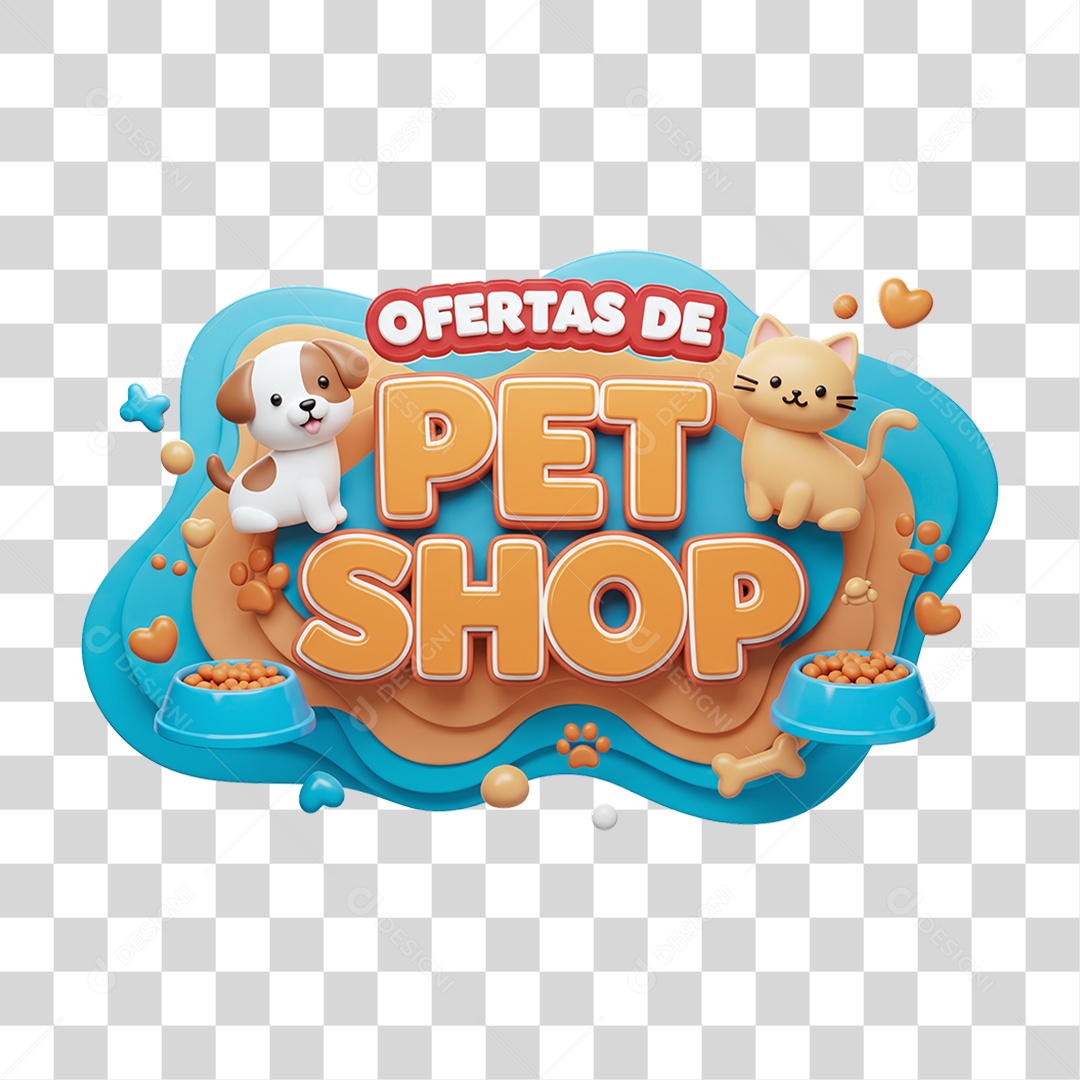 Selo 3D Ofertas de Petshop PNG Transparente