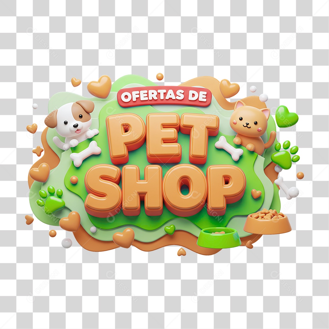 Selo 3D Ofertas de Petshop PNG Transparente