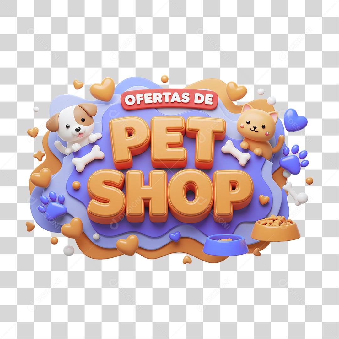 Selo 3D Ofertas de Petshop PNG Transparente