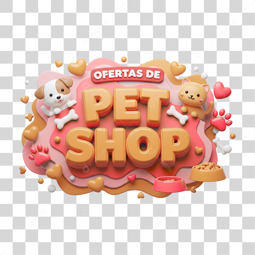 Selo 3D Ofertas de Petshop PNG Transparente