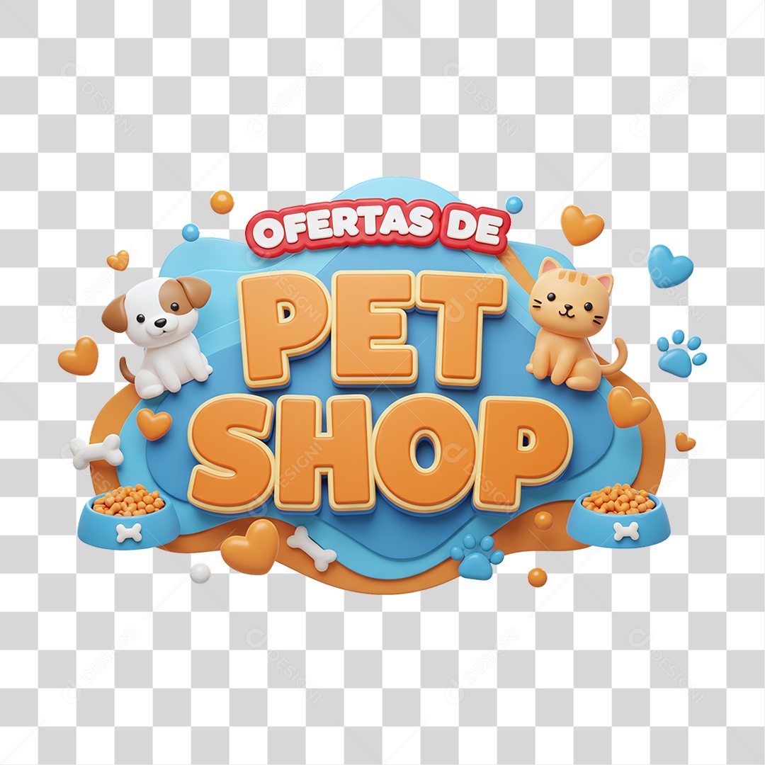 Selo 3D Ofertas de Petshop PNG Transparente