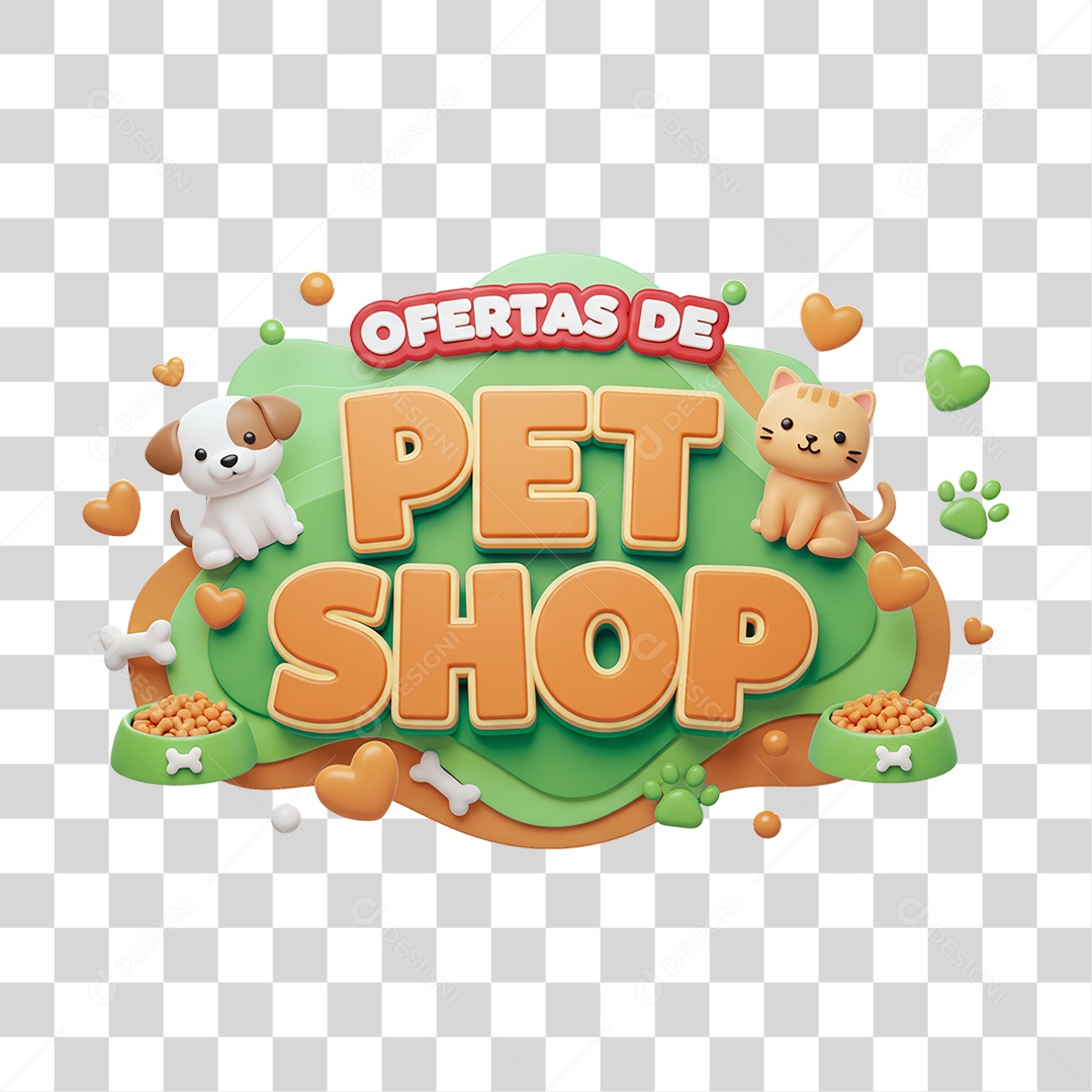 Selo 3D Ofertas de Petshop PNG Transparente
