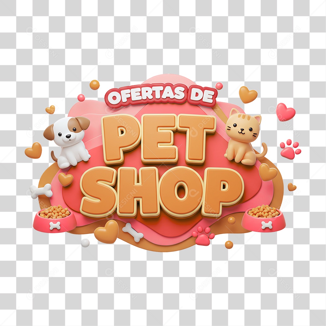 Selo 3D Ofertas de Petshop PNG Transparente