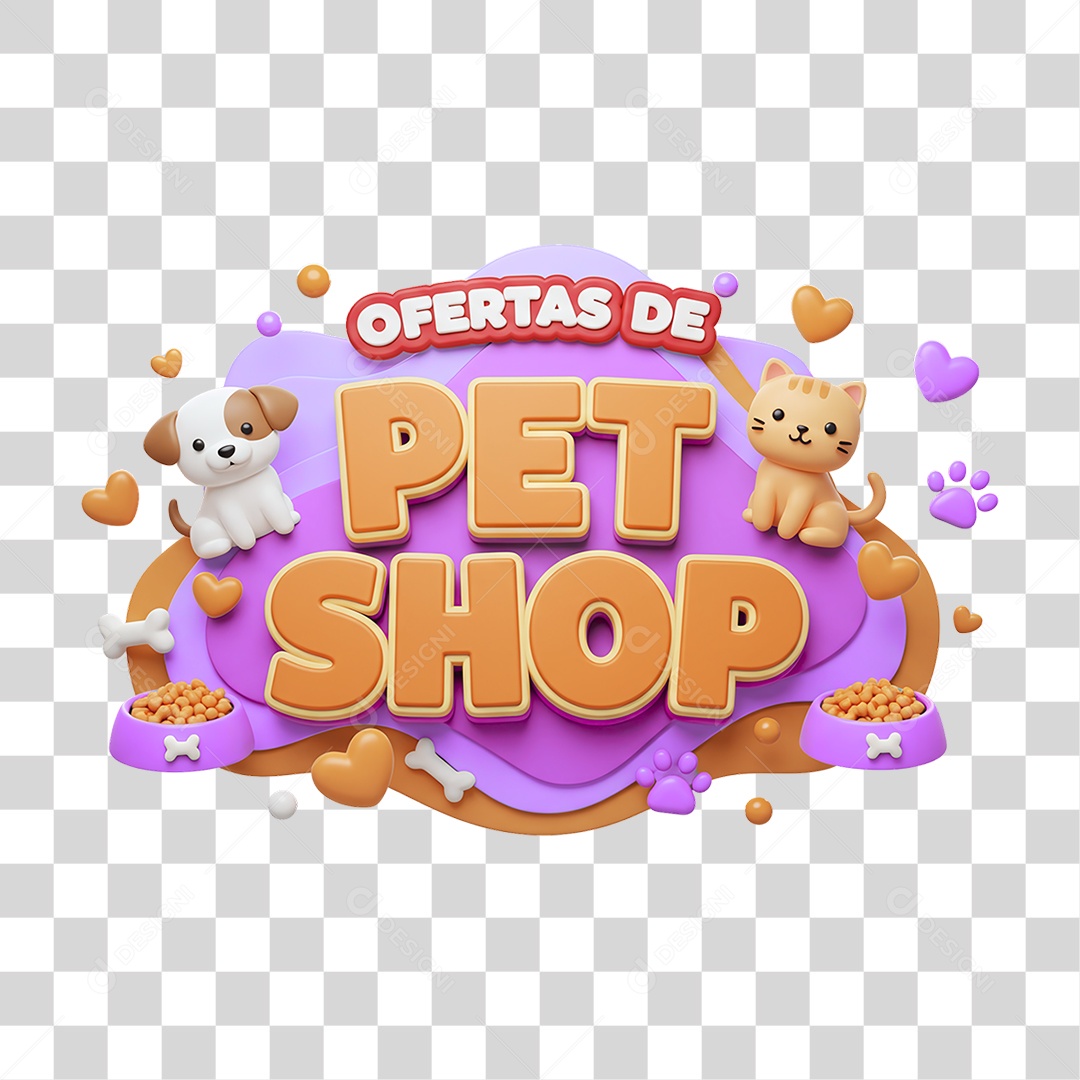 Selo 3D Ofertas de Petshop PNG Transparente