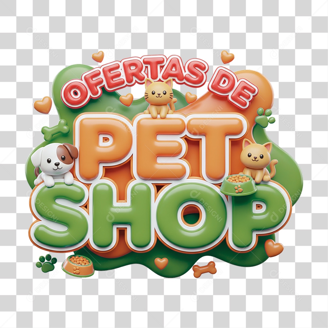 Selo 3D Ofertas de Petshop PNG Transparente