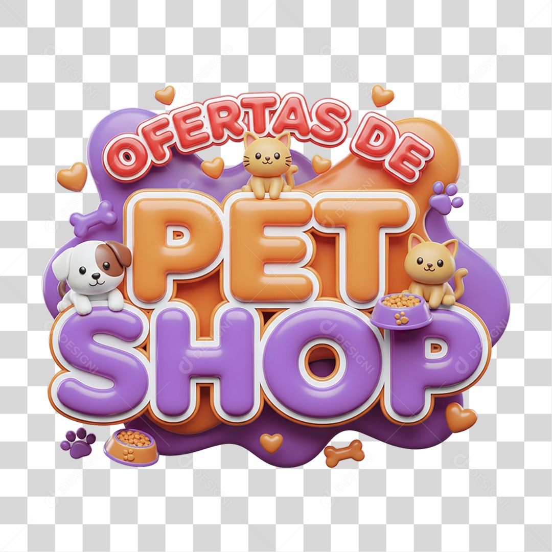 Selo 3D Ofertas de Petshop PNG Transparente