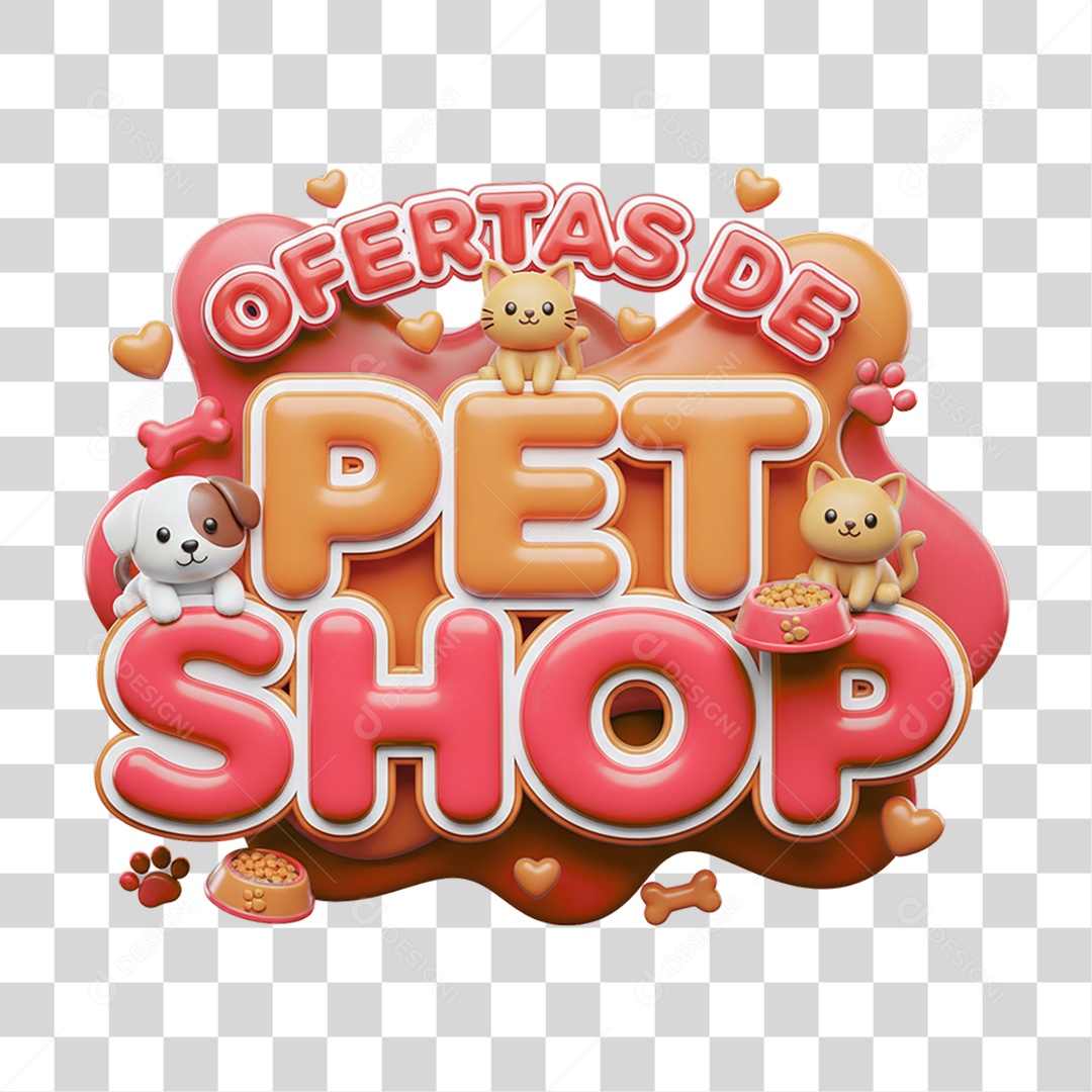 Selo 3D Ofertas de Petshop PNG Transparente