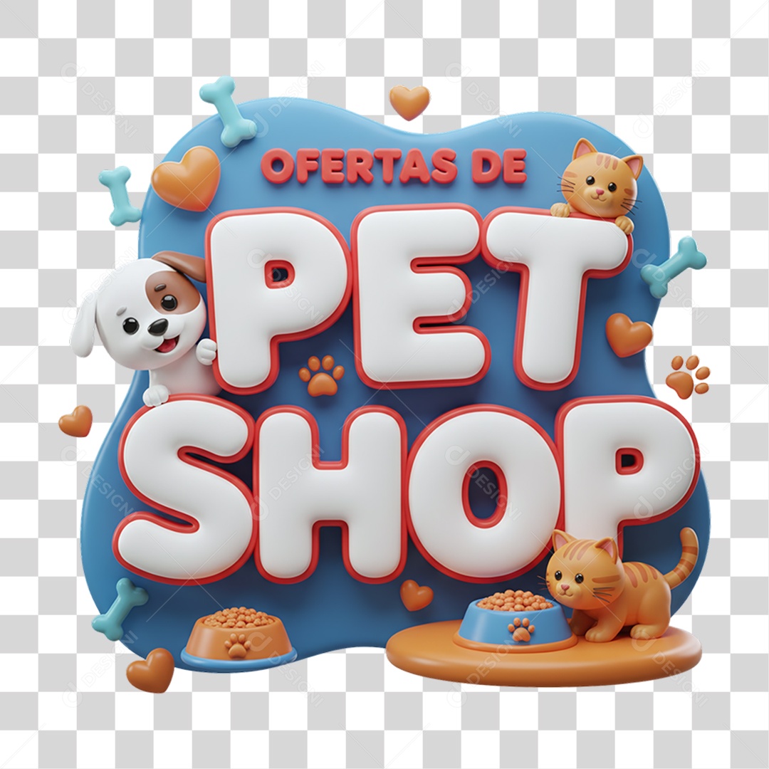 Selo 3D Ofertas de Petshop PNG Transparente