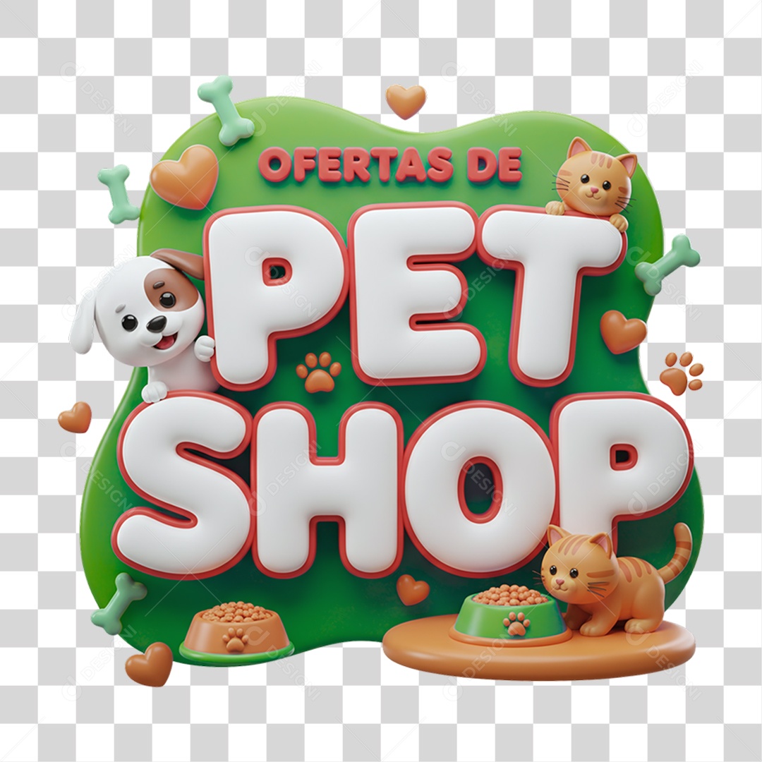 Selo 3D Ofertas de Petshop PNG Transparente