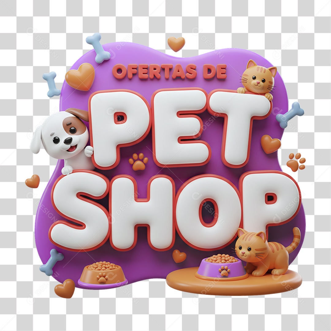Selo 3D Ofertas de Petshop PNG Transparente