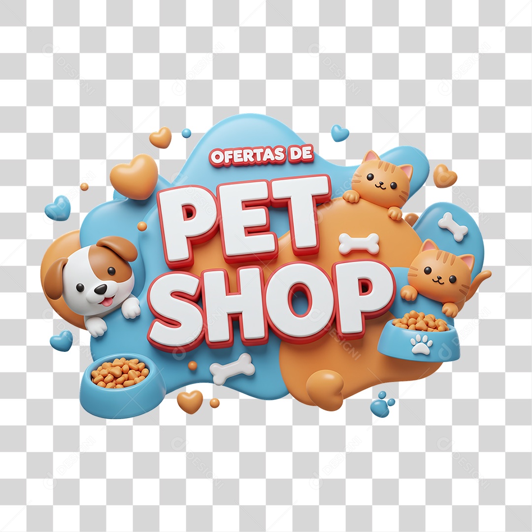 Selo 3D Ofertas de Petshop PNG Transparente