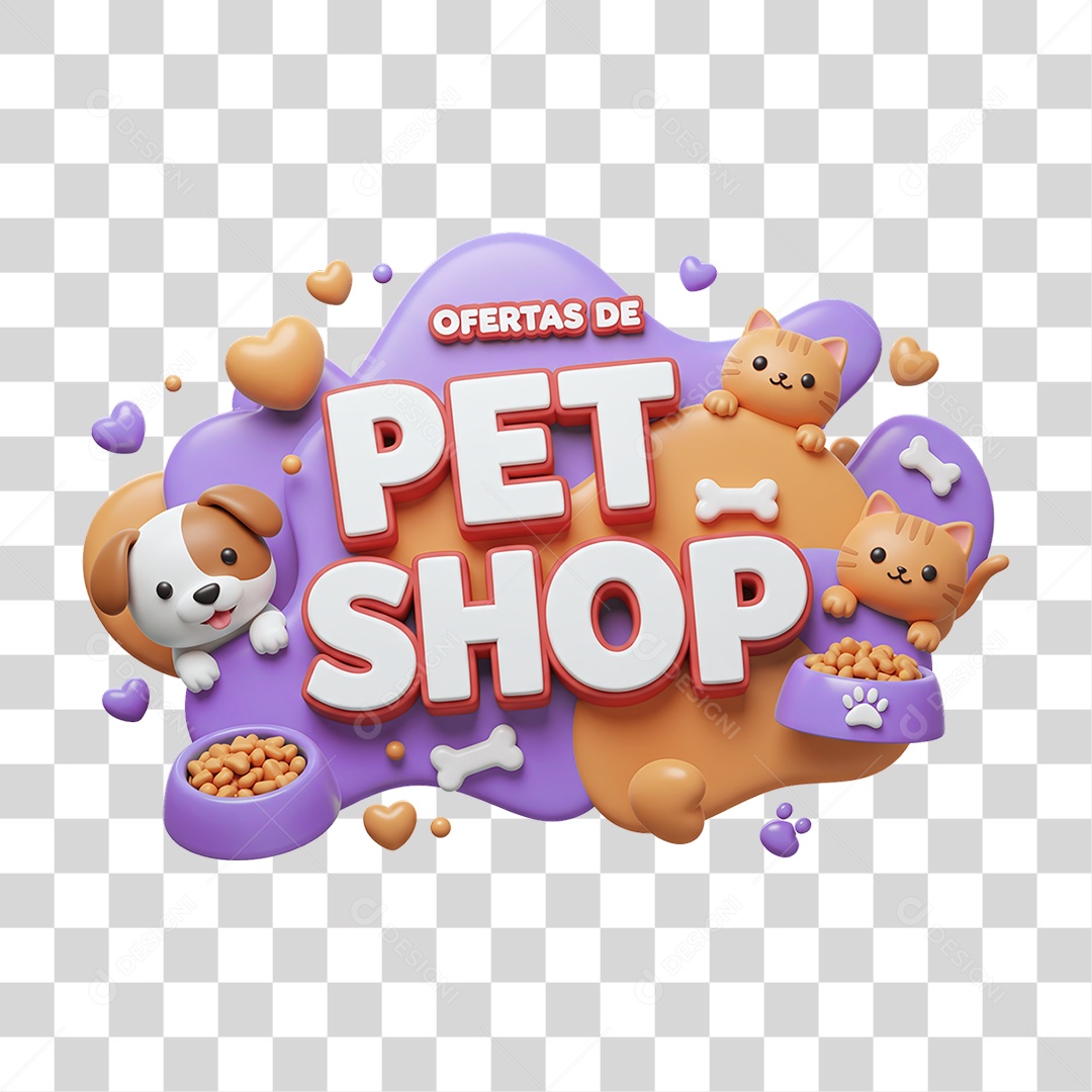 Selo 3D Ofertas de Petshop PNG Transparente