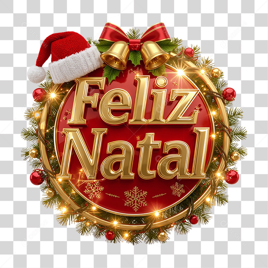 Selo 3D Feliz Natal PNG Transparente