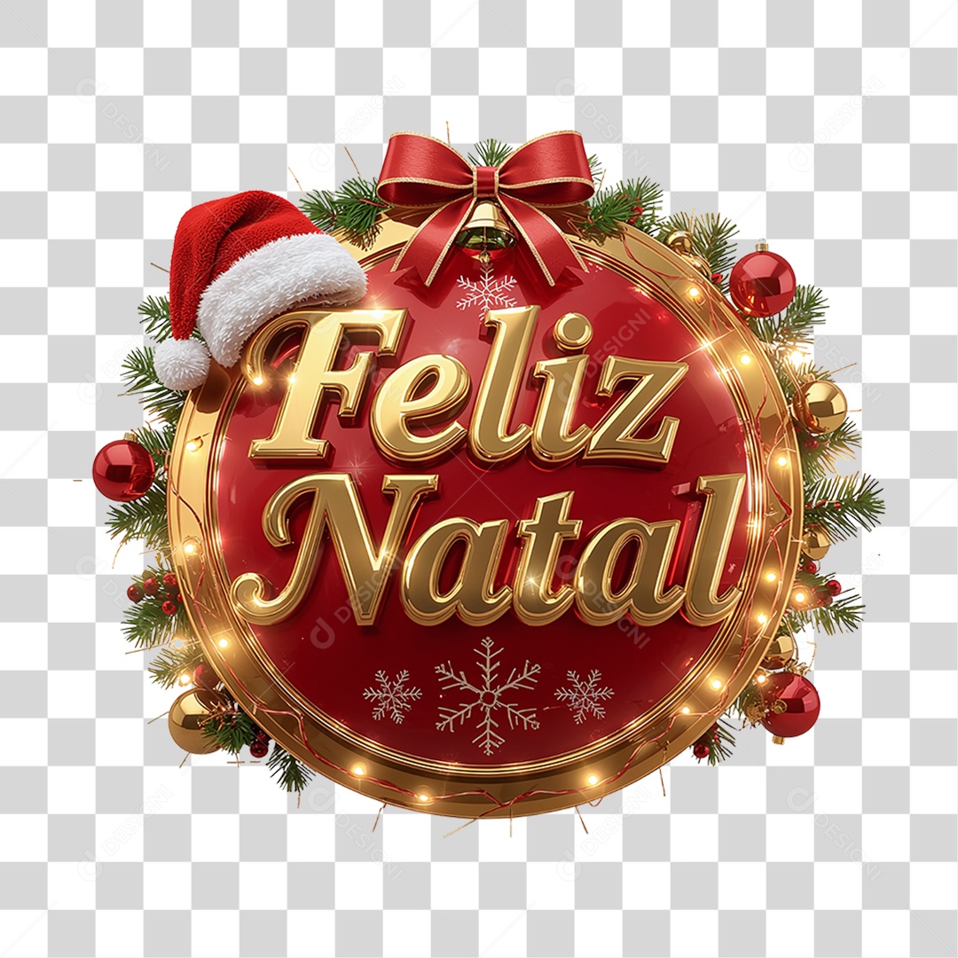 Selo 3D Feliz Natal PNG Transparente