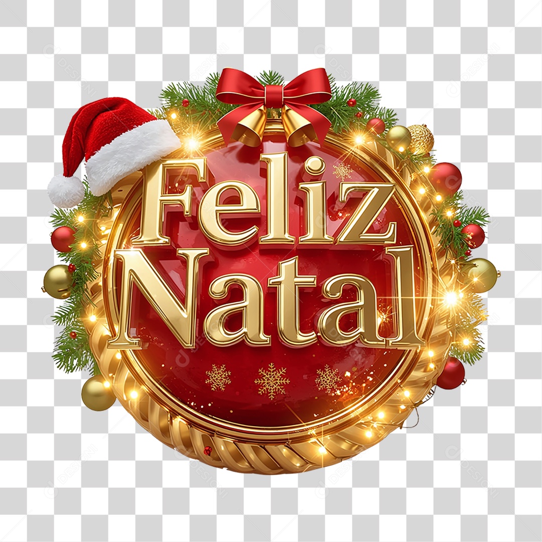Selo 3D Feliz Natal PNG Transparente