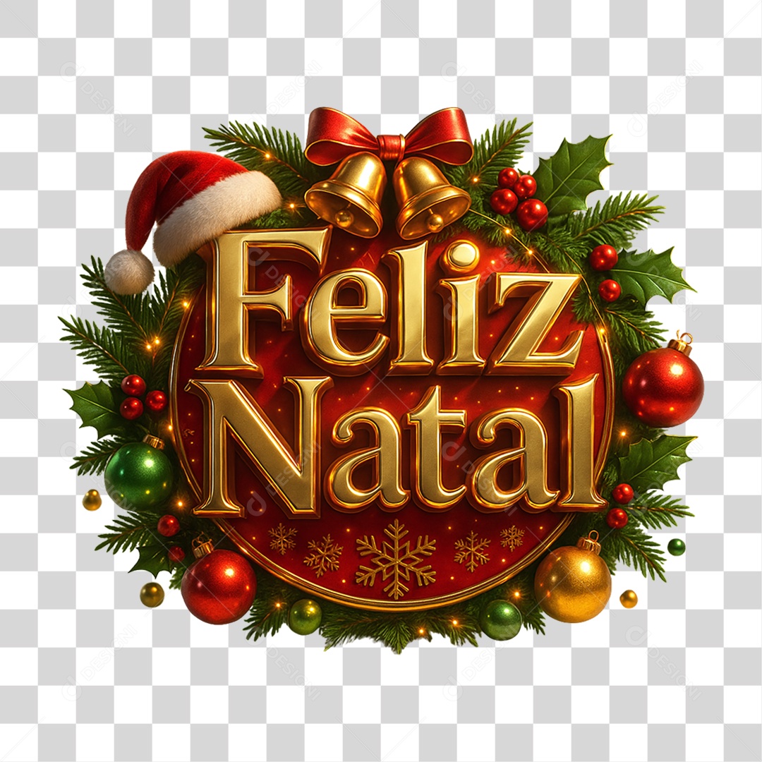 Selo 3D Feliz Natal PNG Transparente