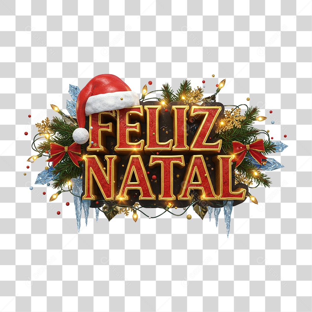 Selo 3D Feliz Natal PNG Transparente