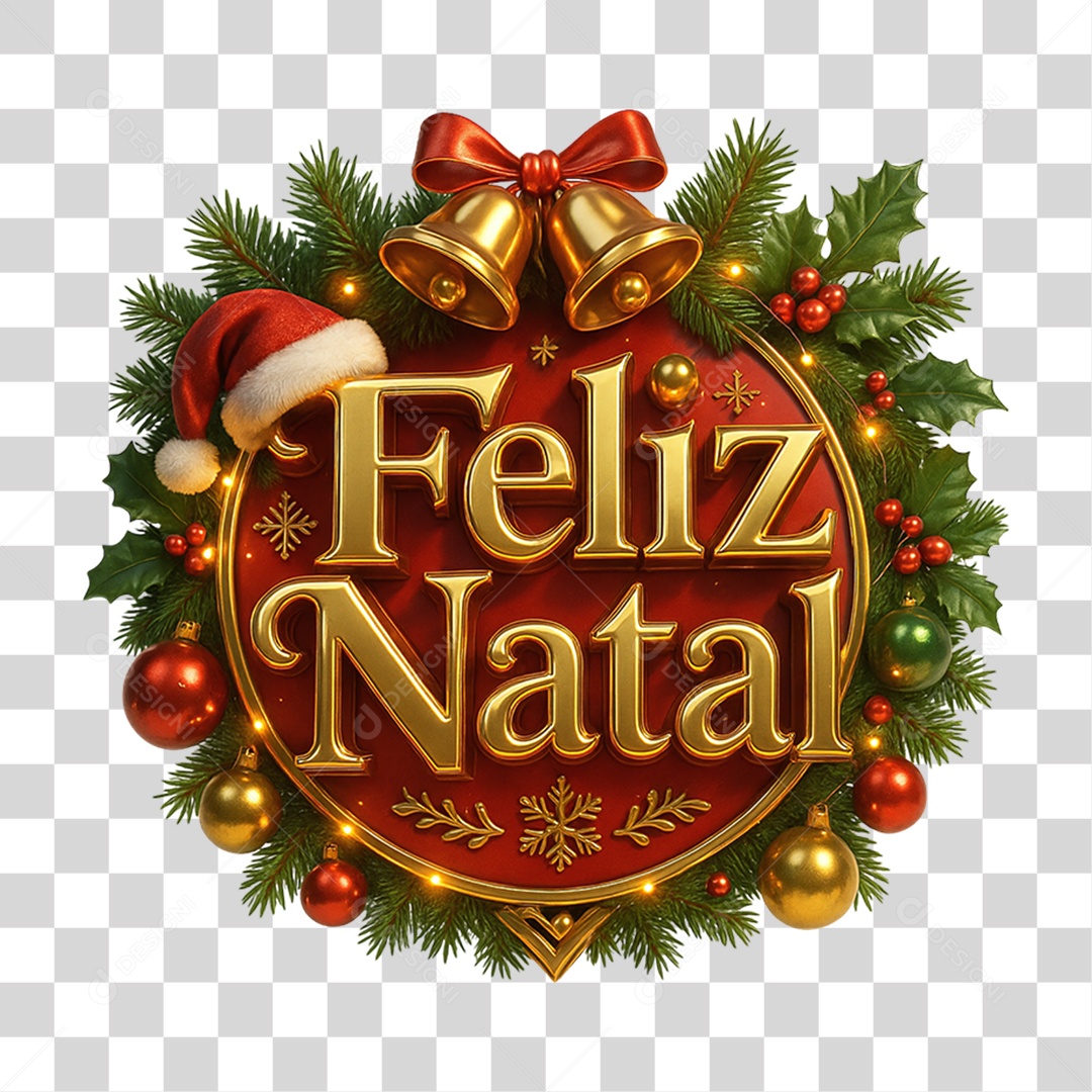 Selo 3D Feliz Natal PNG Transparente