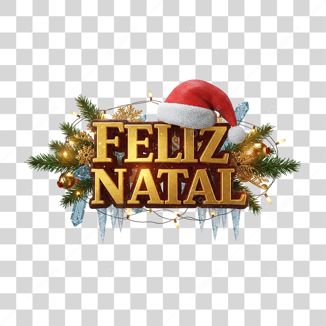 Selo 3D Feliz Natal PNG Transparente