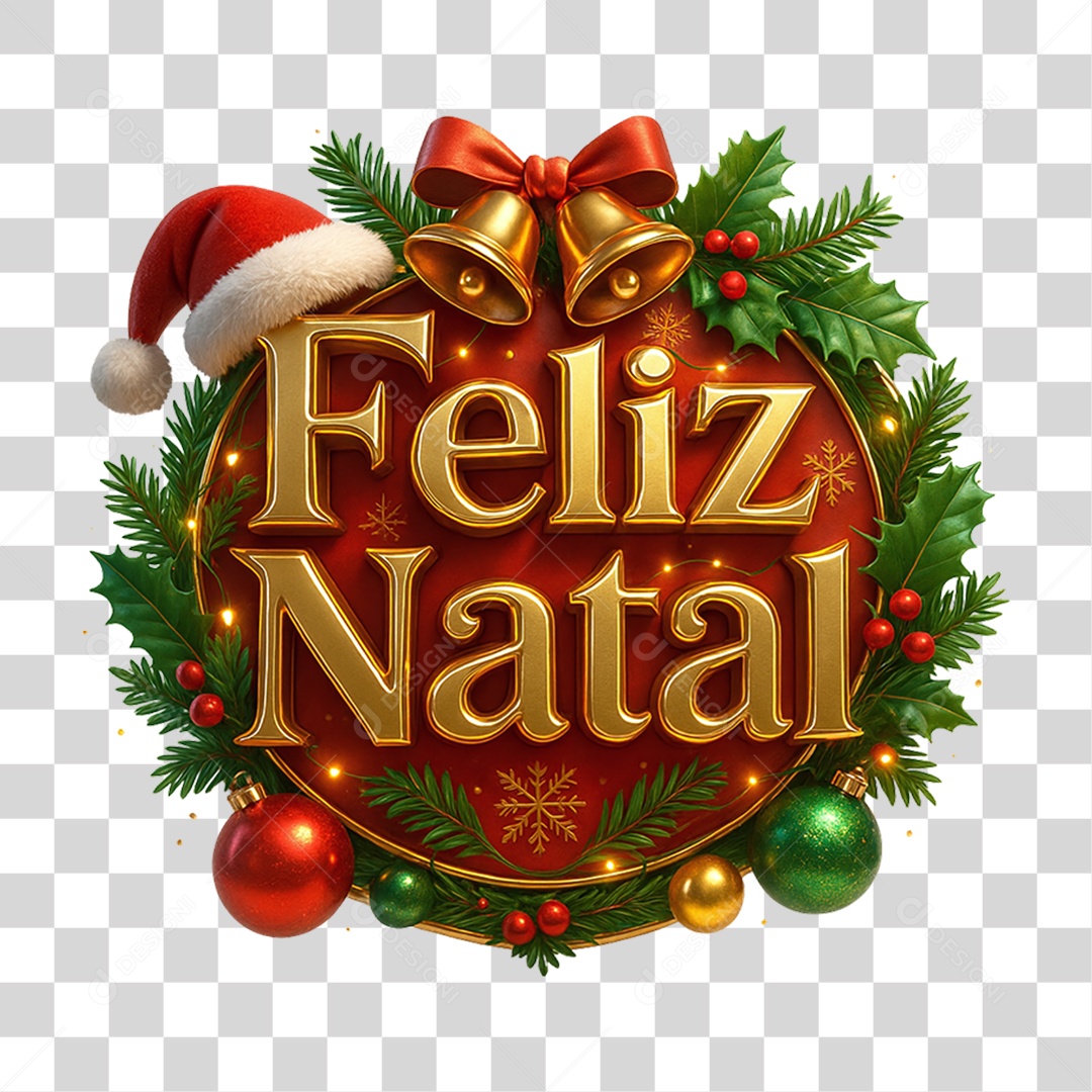 Selo 3D Feliz Natal PNG Transparente