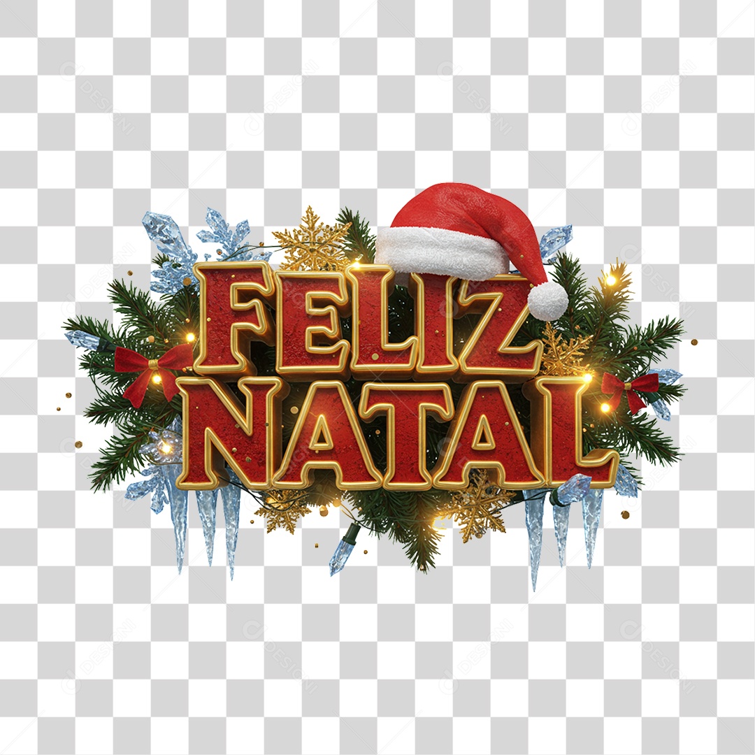 Selo 3D Feliz Natal PNG Transparente