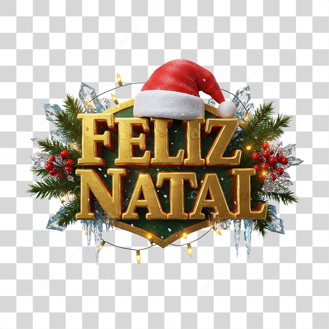 Selo 3D Feliz Natal PNG Transparente