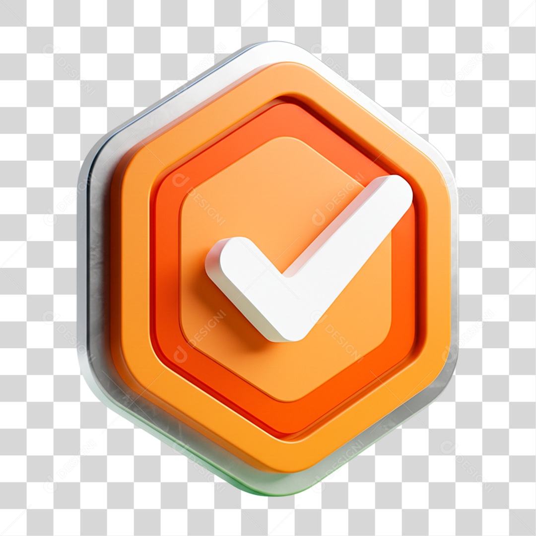 Botão de Aprovado ou Verificado Elemento 3D PNG Transparente