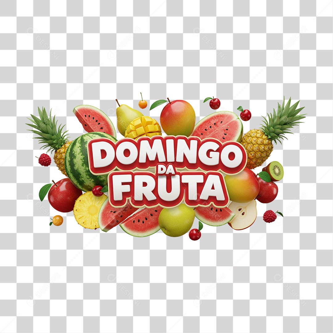 Selo 3D Domingo da Fruta PNG Transparente