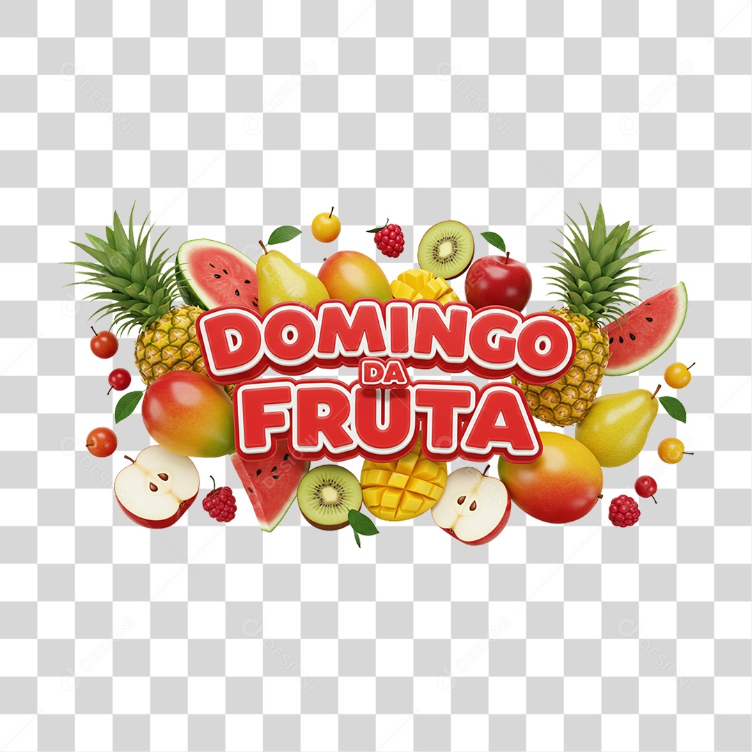 Selo 3D Domingo da Fruta PNG Transparente
