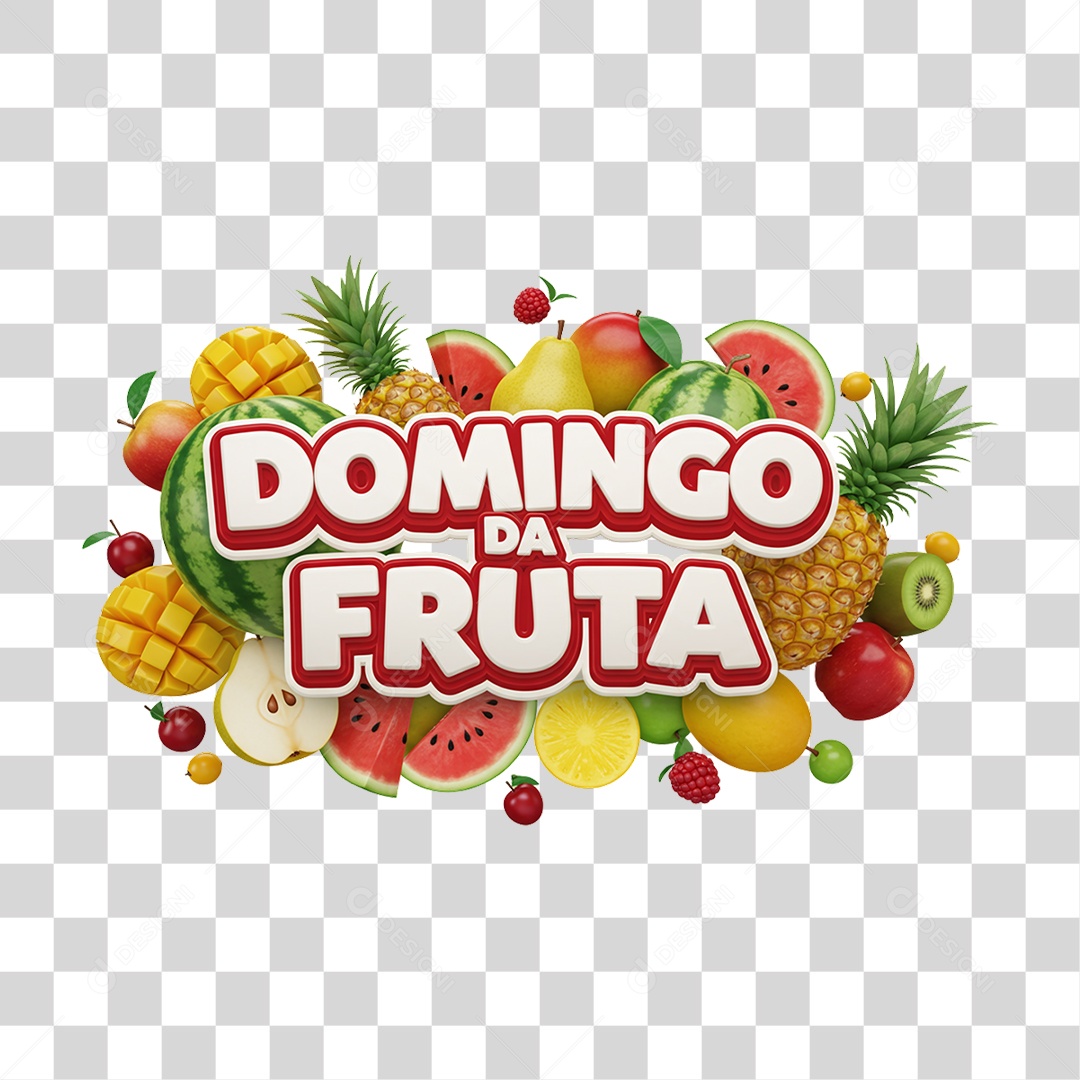 Selo 3D Domingo da Fruta PNG Transparente