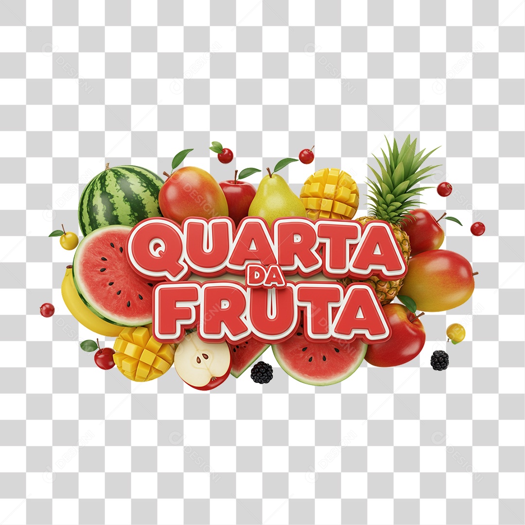Selo 3D Quarta da Fruta PNG Transparente