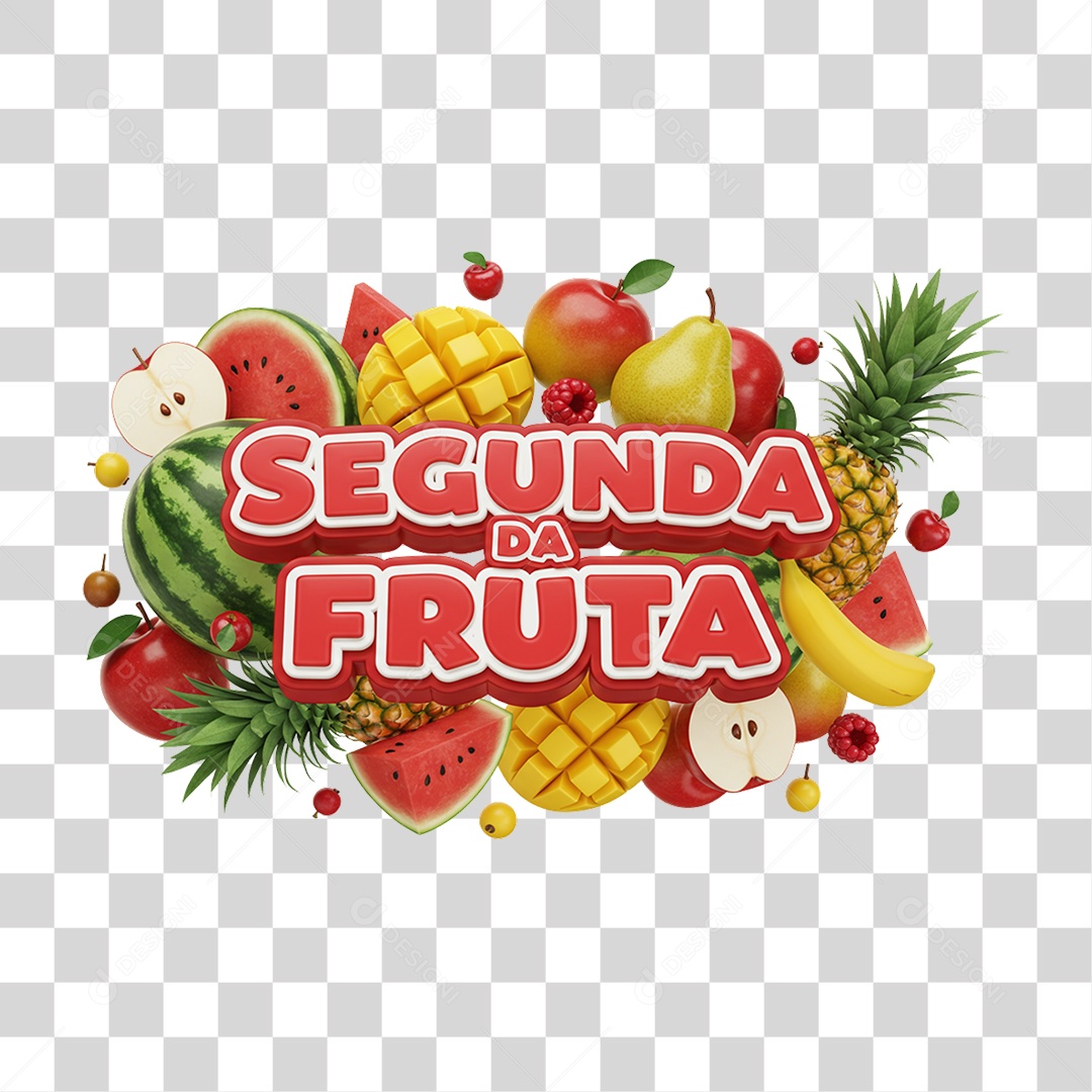 Selo 3D Segunda da Fruta PNG Transparente