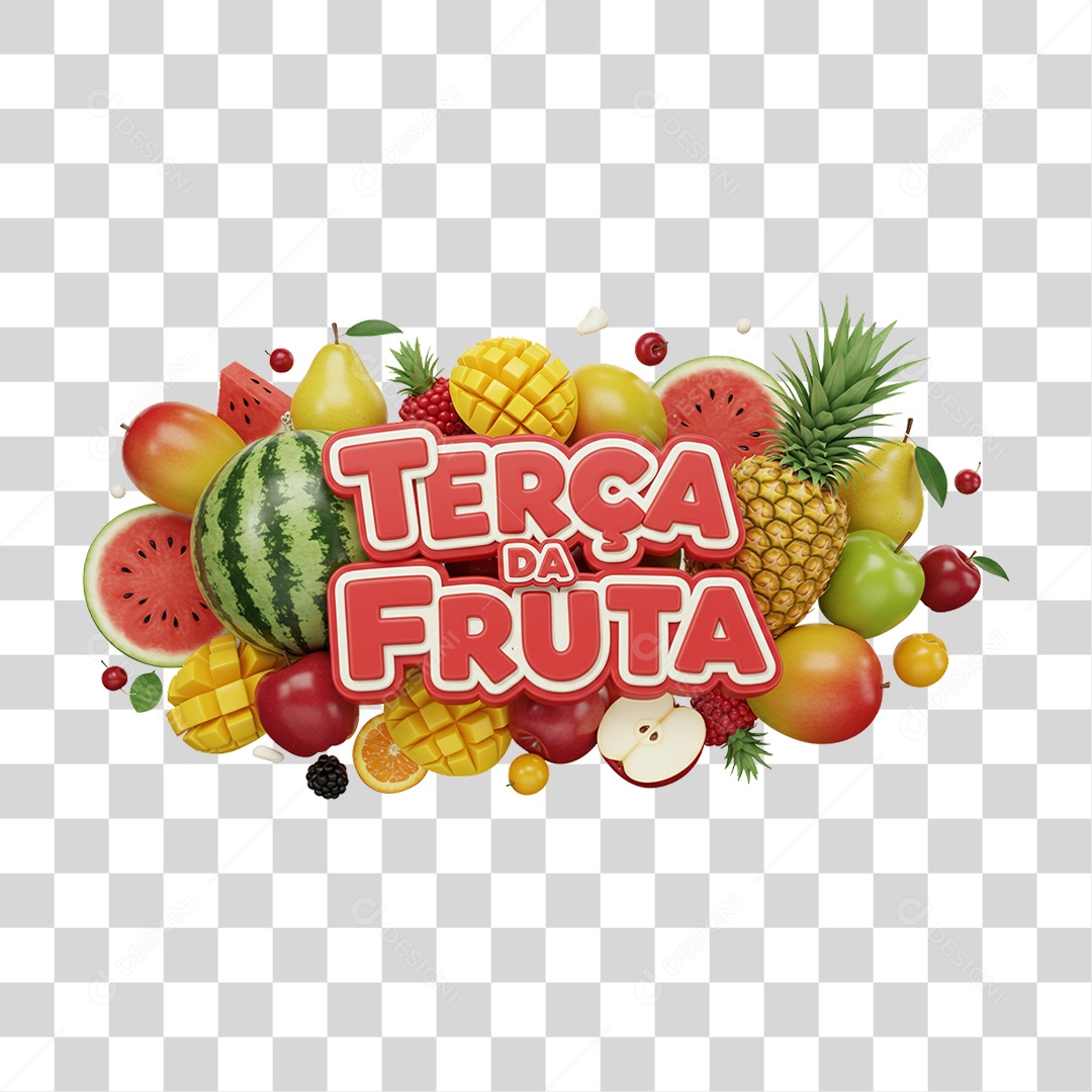 Selo 3D Terça da Fruta PNG Transparente