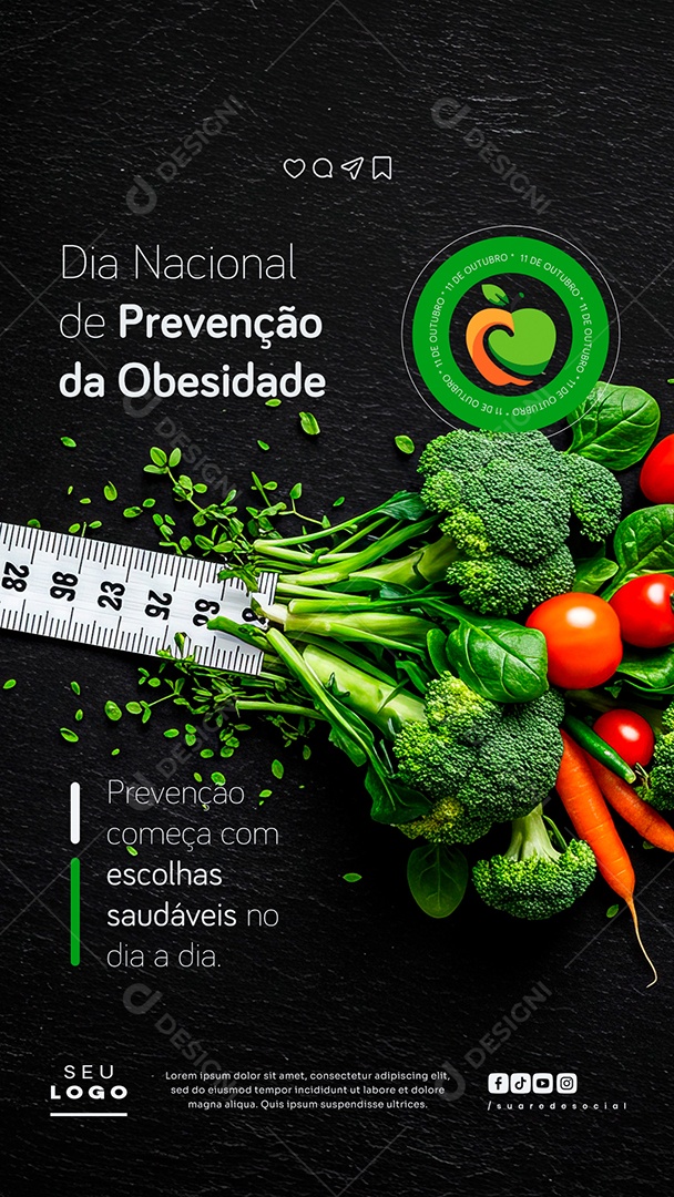Story Dia de Prevenção da Obesidade 11 de Outubro Social Media PSD Editável