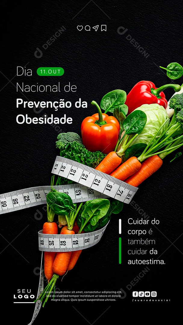 Dia de Prevenção da Obesidade 11 de Outubro Social Media PSD Editável
