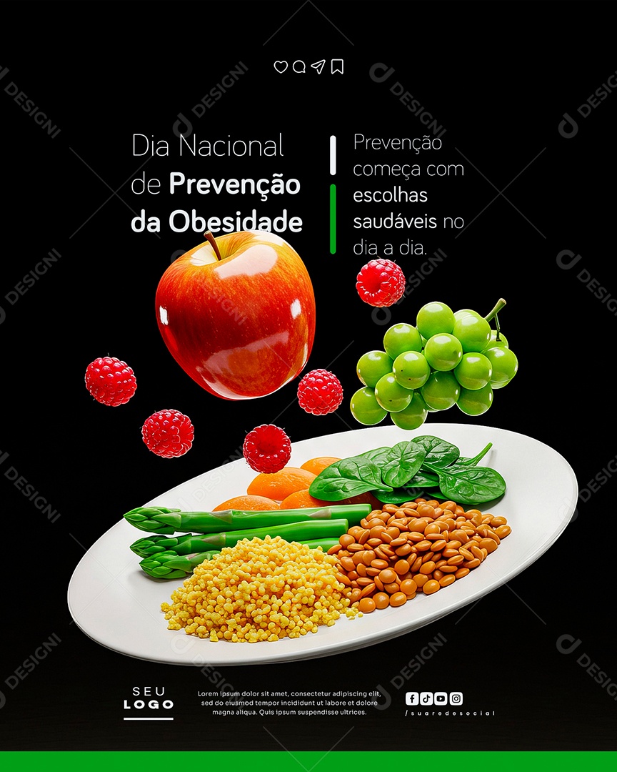 Dia de Prevenção da Obesidade 11 de Outubro Social Media PSD Editável