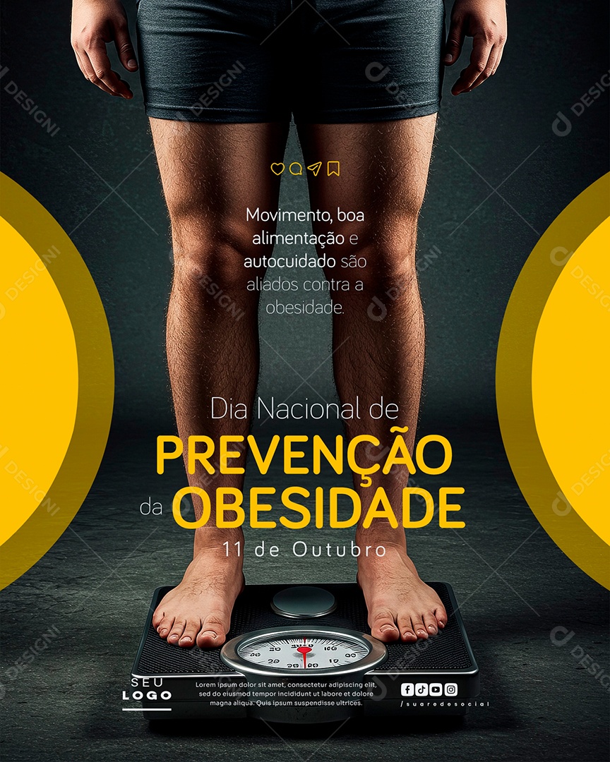 Dia de Prevenção da Obesidade 11 de Outubro Social Media PSD Editável