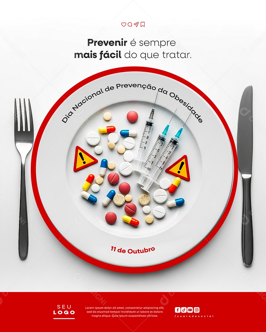 Dia de Prevenção da Obesidade 11 de Outubro Social Media PSD Editável