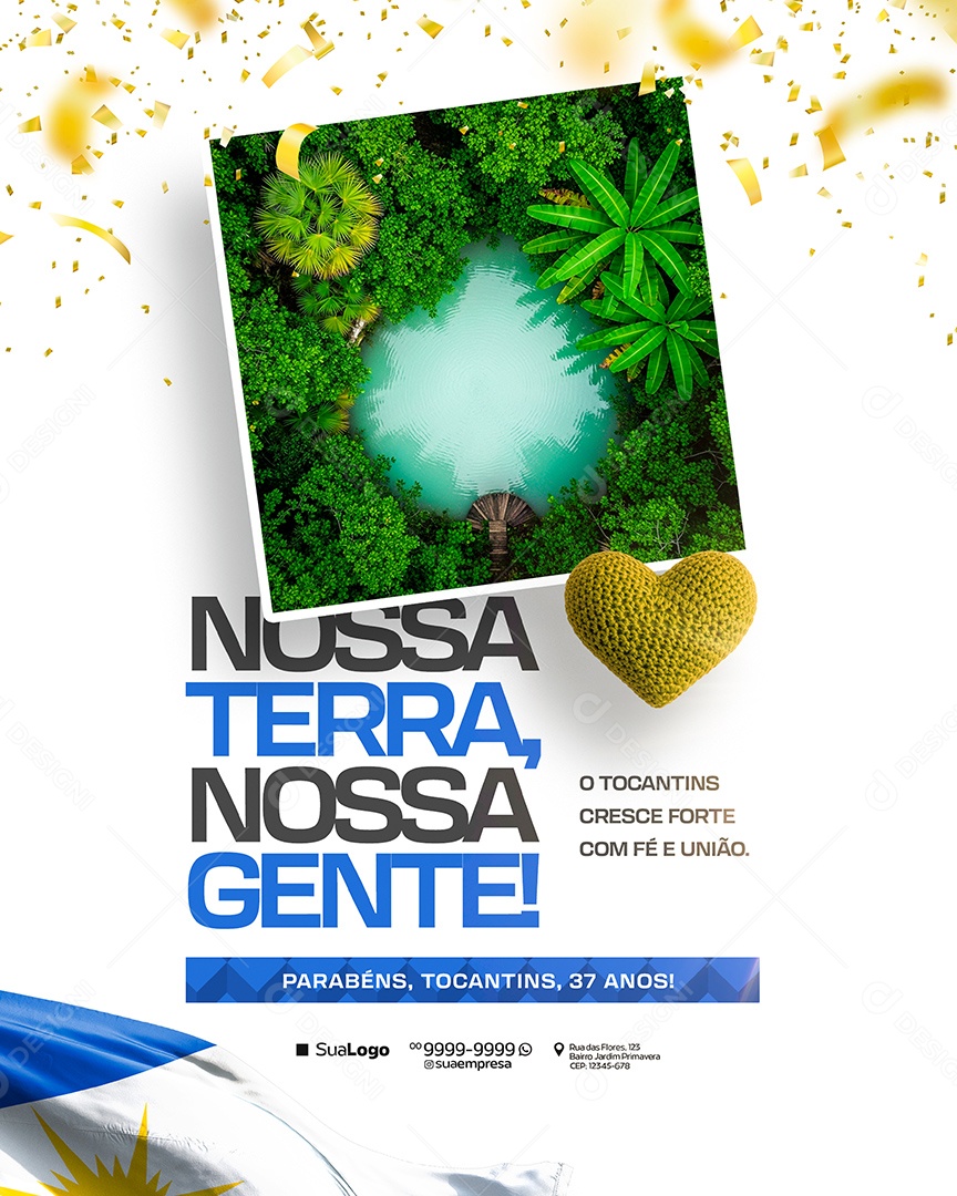 Parabéns Tocantins 37 Anos 05 de Outubro Nossa Terra Nossa Gente Social Media PSD Editável