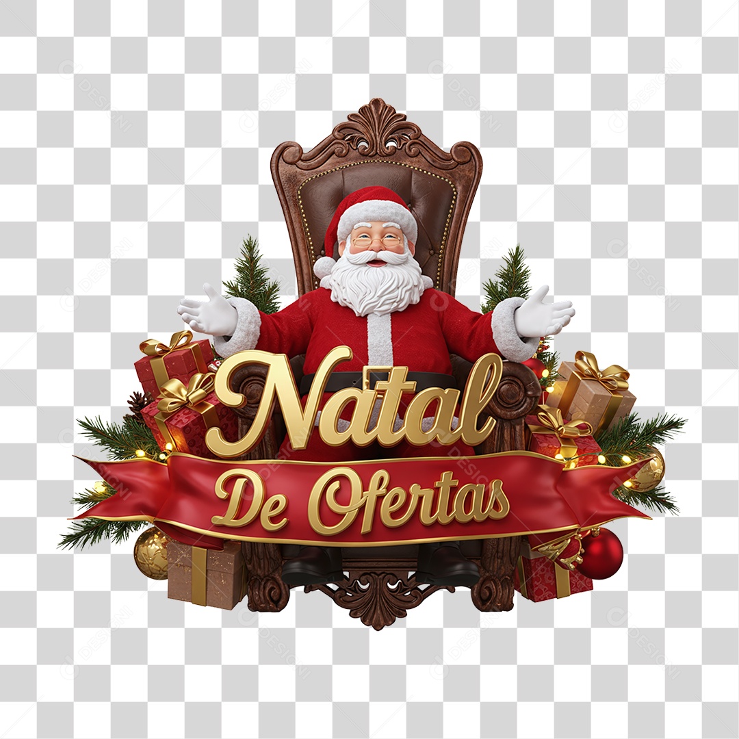 Selo 3D Natal de Ofertas PNG Transparente