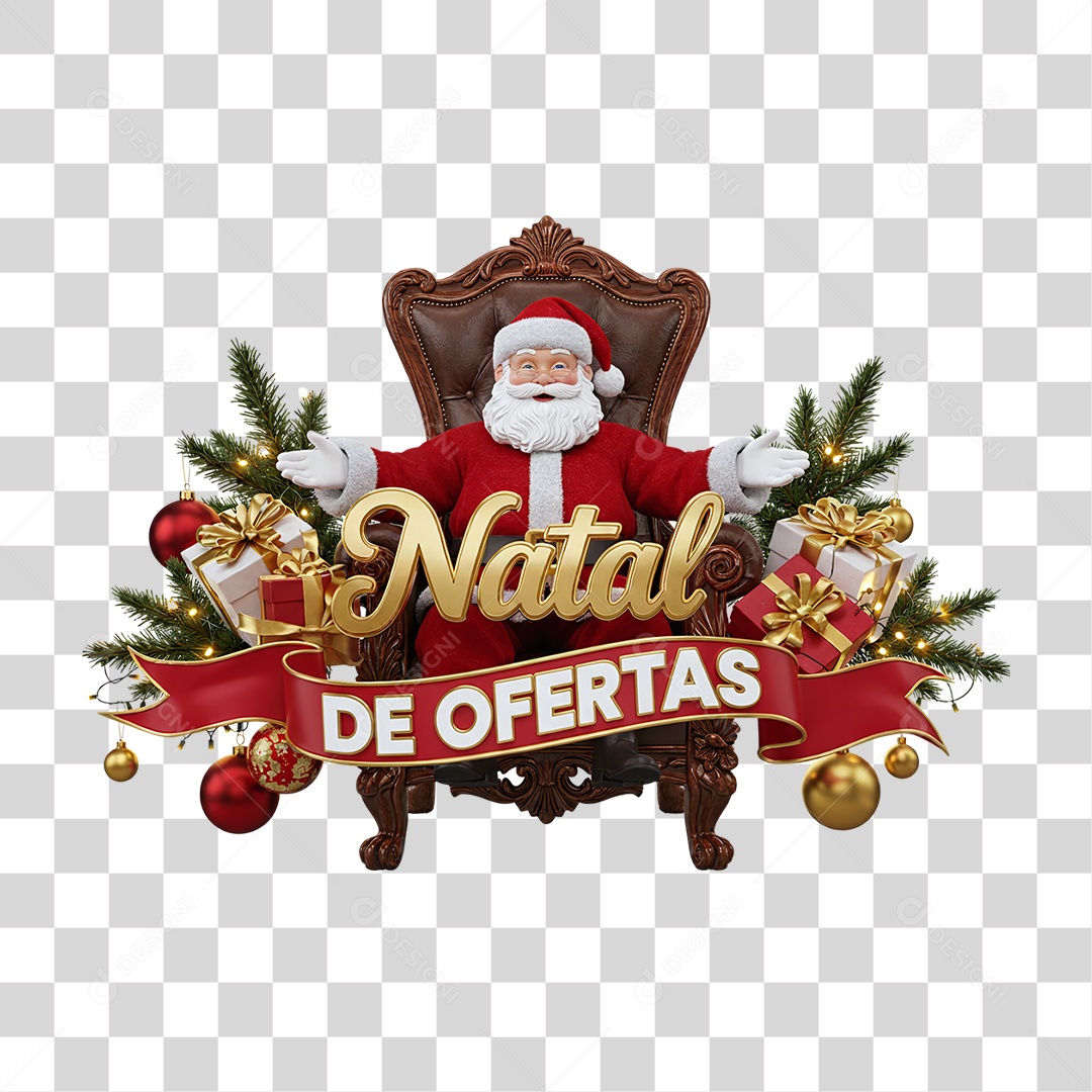 Selo 3D Natal de Ofertas PNG Transparente