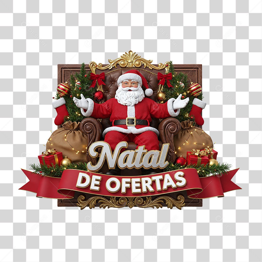 Selo 3D Natal de Ofertas PNG Transparente