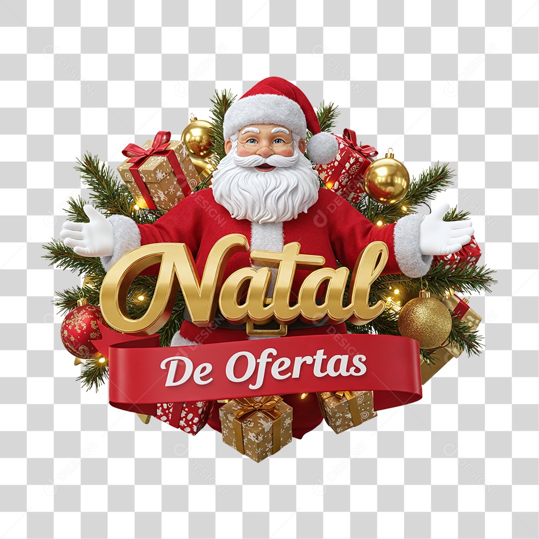 Selo 3D Natal de Ofertas PNG Transparente